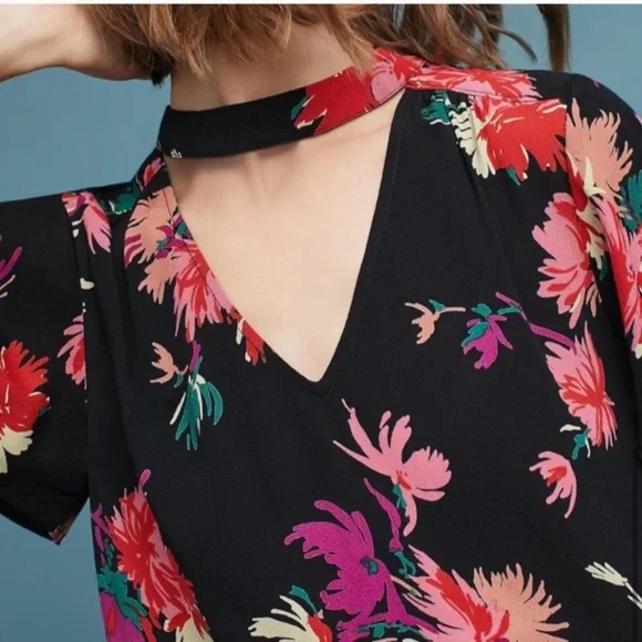 Anthropologie Maeve Bella Choker Floral Blouse Size XS - Picture 4 of 12